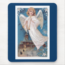 Vintage Christmas Angel Mousepads