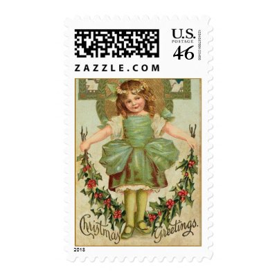 Vintage Christmas Angels Postage Stamp