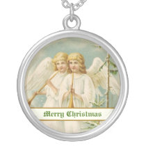 Vintage Christmas angels with bugles necklaces
