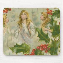 Vintage Christmas Angels with Wreath Mousepad