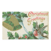 Vintage Christmas Bells and Bird Sticker