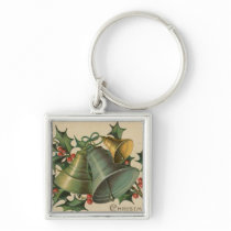Vintage Christmas Bells and Holly Keychains
