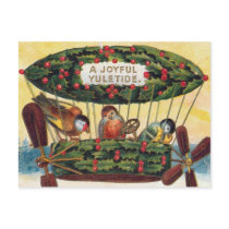 Vintage Christmas - Birds in a Airship Postcards