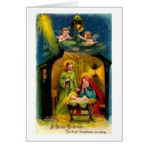 Vintage Christmas Birth of Jesus Greeting Card
