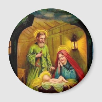 Vintage Christmas Birth of Jesus magnets