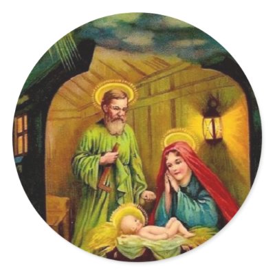 Vintage Christmas Birth of Jesus stickers