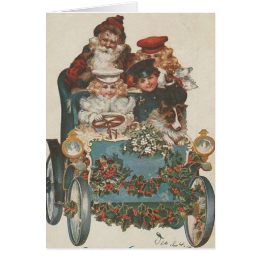 Vintage Christmas Car Card | Zazzle