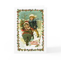 Vintage Christmas Card Children in Snow by lkranieri Vintage Christmas Card Children in Snow