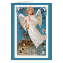Vintage Christmas Card - Merry Christmas Angel