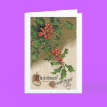 Vintage Christmas Card - Victorian Holly cards