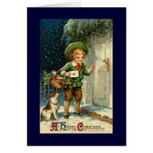 Vintage Christmas Card with boy