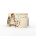 Vintage Christmas Card with Little Girl
