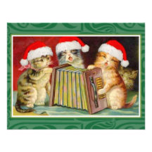 Vintage Christmas Cats Personalized Invites