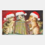 Vintage Christmas Cats Rectangular Sticker