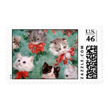 Vintage Christmas Cats Stamps