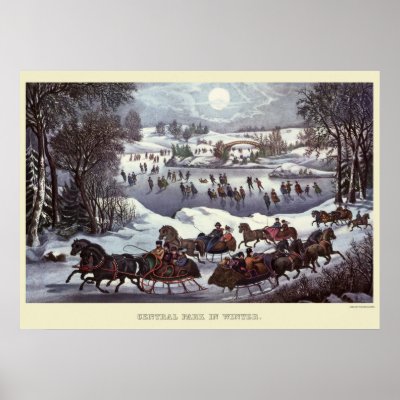 Vintage Christmas; Central Park in Winter posters