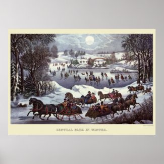 Vintage Christmas, Central Park in Winter Posters