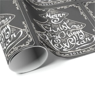 VINTAGE CHRISTMAS CHALKBOARD TREE GIFT WRAPPING GIFT WRAPPING PAPER