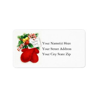 Vintage Christmas Cheer Mittens Address Label