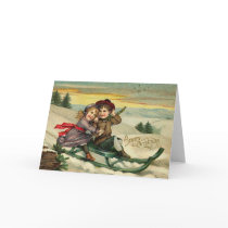 Vintage Christmas - Children Winter Scene cards by MyOtherPlanet Vintage Christmas - Children Winter Scene cards