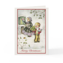 Vintage Christmas cute boy and girl Cards
