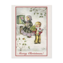 Vintage Christmas cute boy and girl Postcards