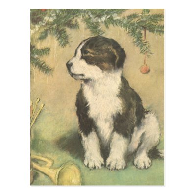 Vintage Christmas, Cute Puppy Dog Post Cards
