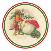 Vintage Christmas Elf 1910 Round Stickers