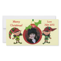 Vintage Christmas Elves Photo Card