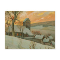 Vintage Christmas Farm with Deer Postcards