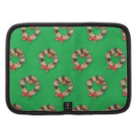 Vintage Christmas, Floral Wreath Bow Gold Bell Folio Planners