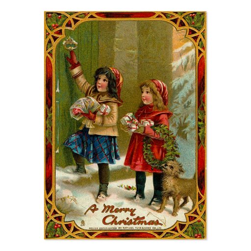Vintage Christmas Gift Tags Business Card Templates (front side)