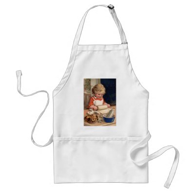 Vintage Christmas - Girl Baking Cookies Apron by vintagegiftmall