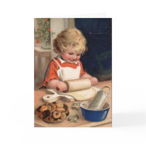 Vintage Christmas - Girl Baking Cookies Card