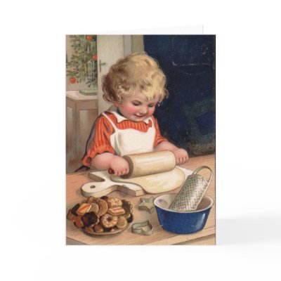 Vintage Christmas - Girl Baking Cookies Card by vintagegiftmall