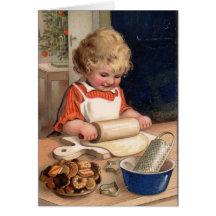 Vintage Christmas - Girl Baking Cookies Card