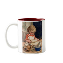 Vintage Christmas - Girl Baking Cookies Mugs