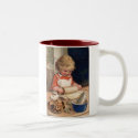 Vintage Christmas - Girl Baking Cookies mugs by vintagegiftmall Vintage Christmas - Girl Baking Cookies mugs