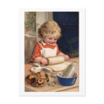 Vintage Christmas - Girl Baking Cookies Post Cards