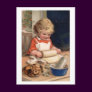Vintage Christmas - Girl Baking Cookies Post Cards