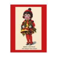 Vintage Christmas Girl postcard