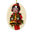 Vintage Christmas Girl with Bell ornament