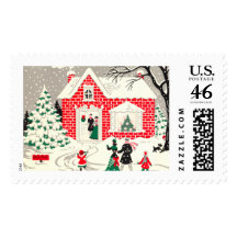 Vintage Christmas Greetings Large Postage