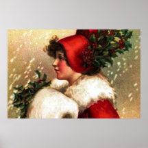 Vintage Christmas Greetings Poster