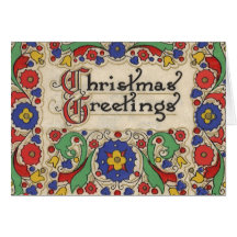 Vintage Christmas Greetings with Decorative Border Greeting Cards