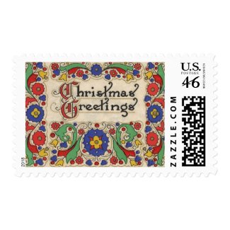 Vintage Christmas Greetings with Decorative Border Stamps