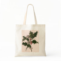 Vintage Christmas Holly with Red Berries Bag