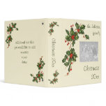 Vintage Christmas Holly with Red Berries 3 Ring Binders