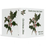 Vintage Christmas Holly with Red Berries Vinyl Binder