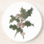 Vintage Christmas Holly with Red Berries Coaster